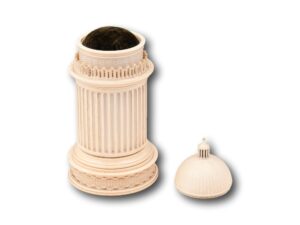 Overview of the Anglo Indian Ivory Sewing Compendium with the top removed