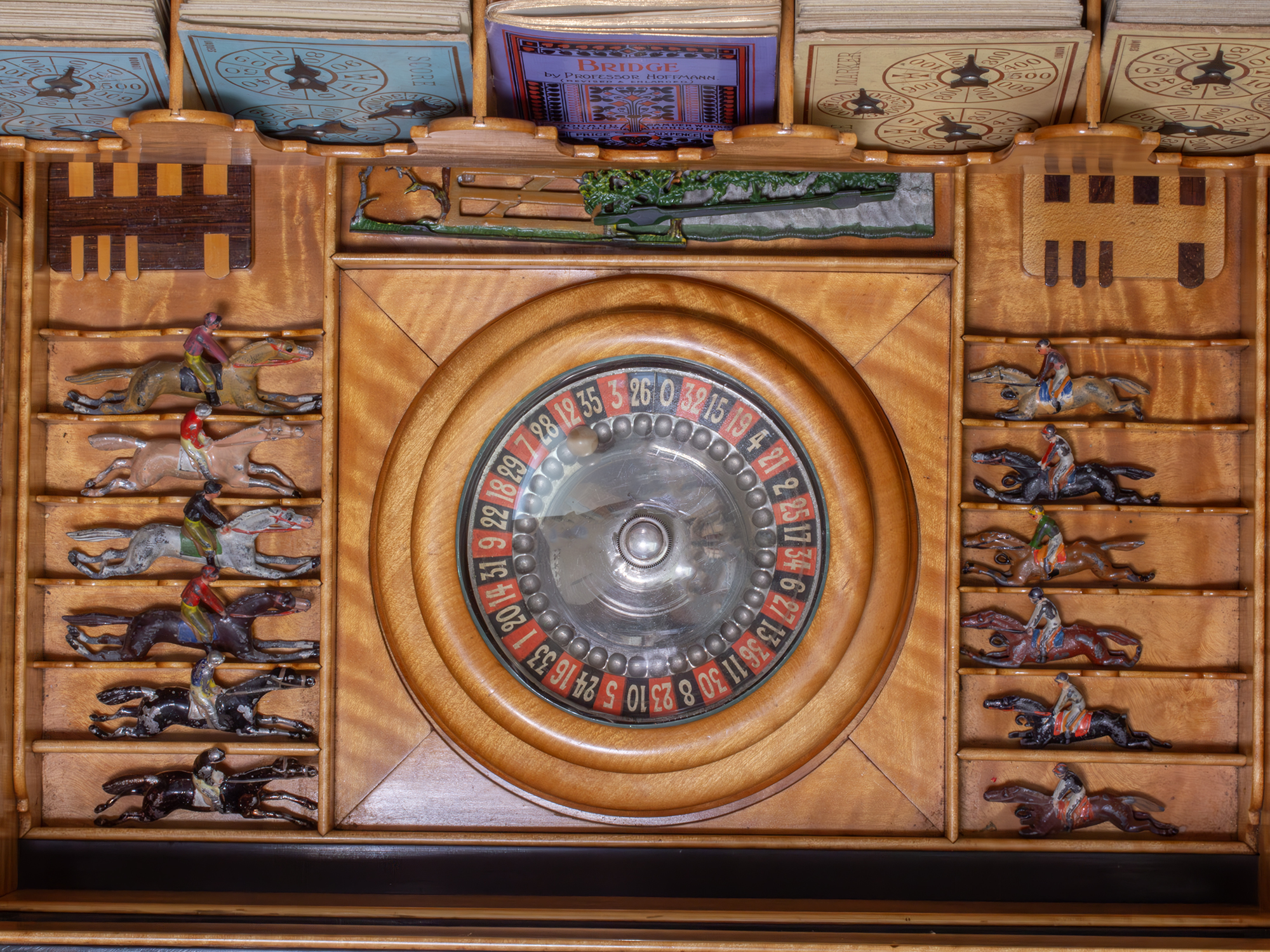 View of the bottom tray from the King Edward VII Coromandel Games Compendium by Betjemann & Sons