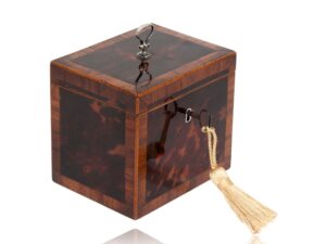 front profile of the tea caddy with the key fitted