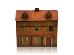 Front of the Antique Folk Art Cottage Tea Caddy