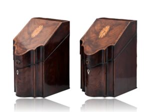 Front overview of the Antique Georgian Mahogany Cutlery Boxes