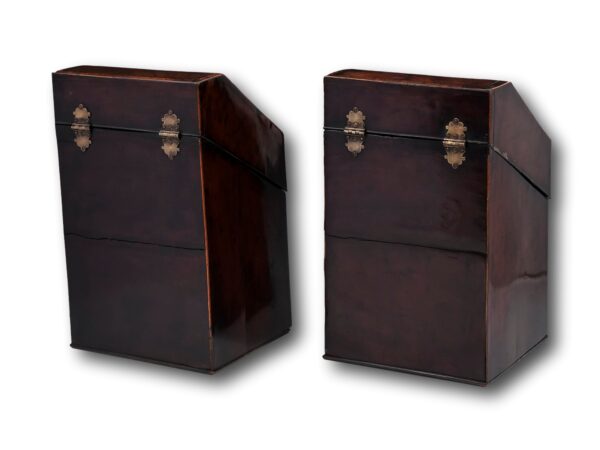 Rear overview of the Antique Georgian Mahogany Cutlery Boxes