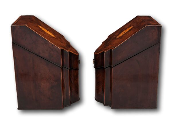 Side overview of the Antique Georgian Mahogany Cutlery Boxes