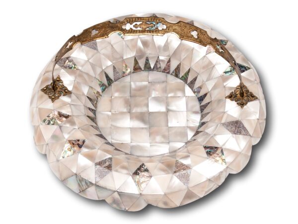 Above view of the Antique Mother of Pearl Basket