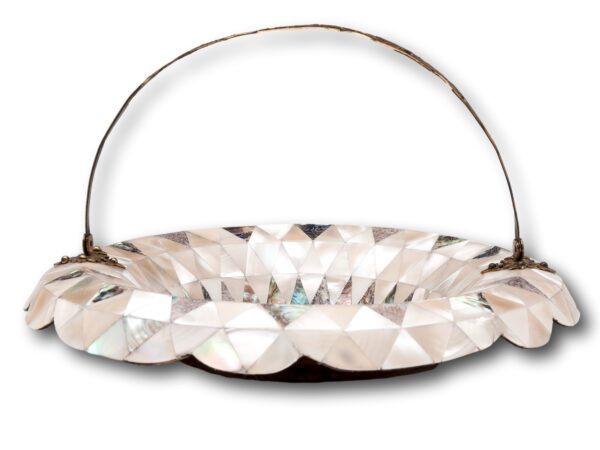 Side view of the Antique Mother of Pearl Basket