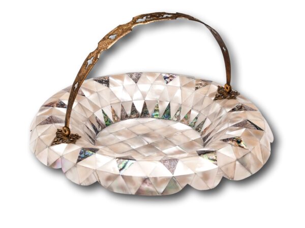 Side view of the Antique Mother of Pearl Basket