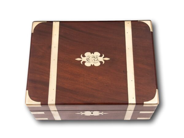 Top of the solid mahogany jewellery box