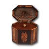 Georgian Harewood Tea Caddy with the lid up