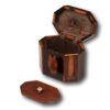 Georgian Harewood Tea Caddy with the lid up and caddy lid removed