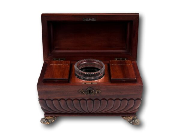 Cuban Mahogany Tea Chest with the lid up