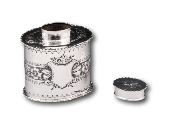 Sterling Silver Tea Caddy with the lid removed