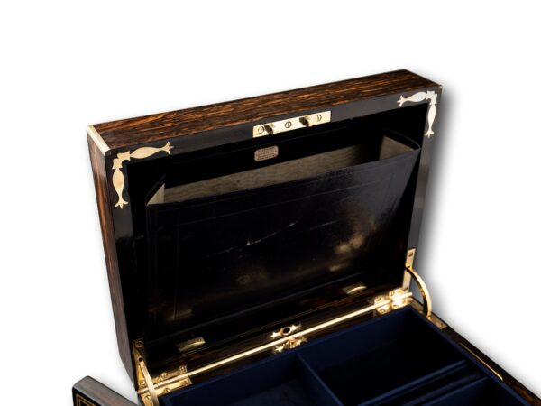 Close up of the document storage in the Coromandel Jewellery Box by Halstaff & Hannaford