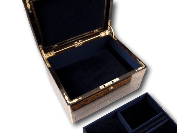 View of the lower storage in the Coromandel Jewellery Box by Halstaff & Hannaford