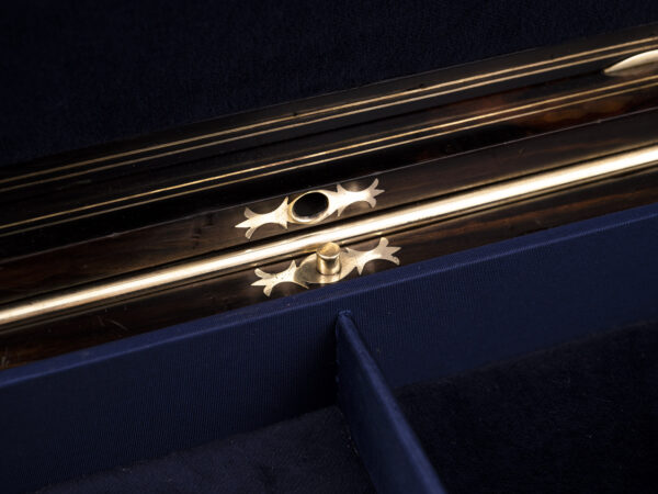View of the drawer button on the Coromandel Jewellery Box by Halstaff & Hannaford