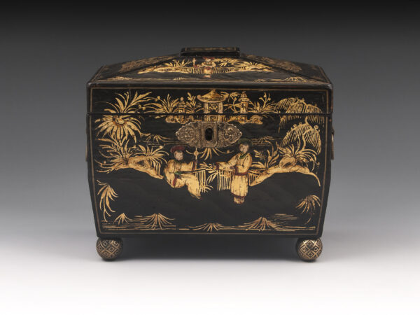 Antique Chinoiserie Tea Caddy eye level view