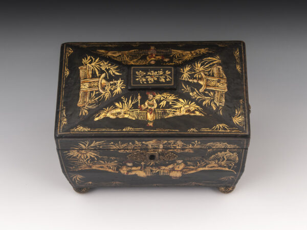 Antique Chinoiserie Tea Caddy top down view