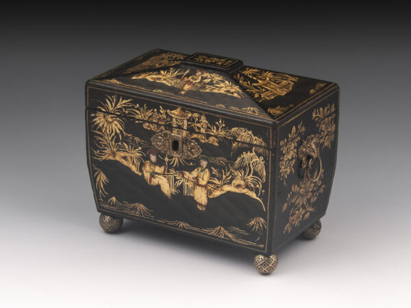 Antique Chinoiserie Tea Caddy front side view