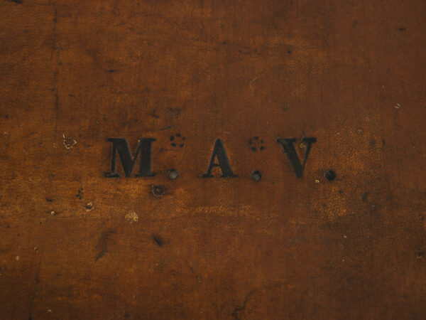 Cased coromandel writing box in leather case monogram