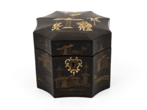 Chinese style tea caddy front down view