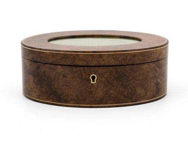 Walnut and shagreen oval box front view
