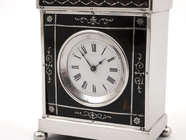 William Comyns Silver Clock close up