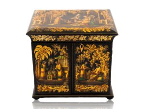 Overview of the Japanned Chinoiserie Sewing Cabinet