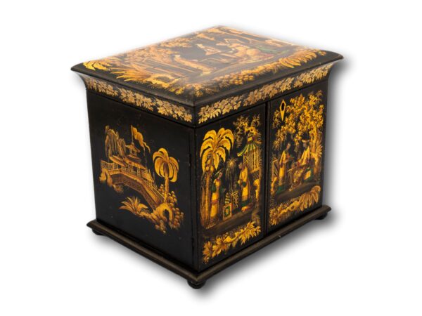Front overview of the Japanned Chinoiserie Sewing Cabinet