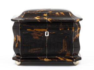 pressed tortoiseshell tea caddy front on