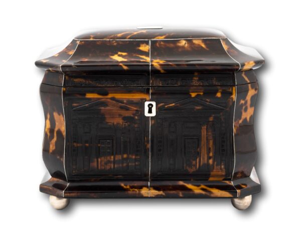Front of the Pressed Regency Architectural Tortoiseshell Tea Caddy