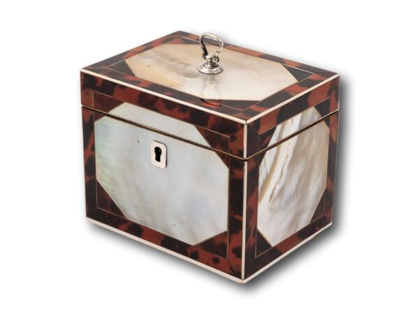 Front overview of the Red Tortoiseshell Tea Caddy