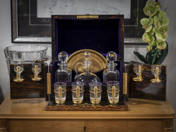 Overview of the Decanter Box by Betjemann in a decorative collectors setting to gauge size and scale.