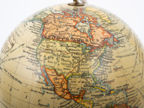 Geographia 8 inch Globe close up America