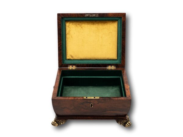 Overview of the Georgian Rosewood Jewellery Box with the lid up