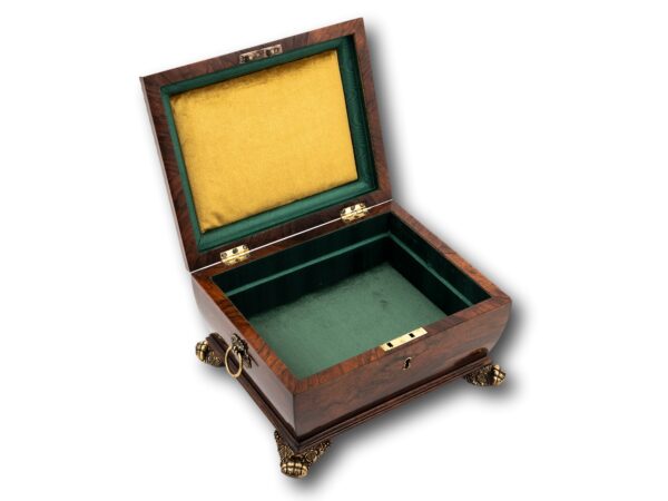 Overview of the Georgian Rosewood Jewellery Box with the lid up