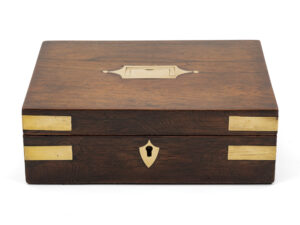 Antique Brass Strapped Rosewood Box