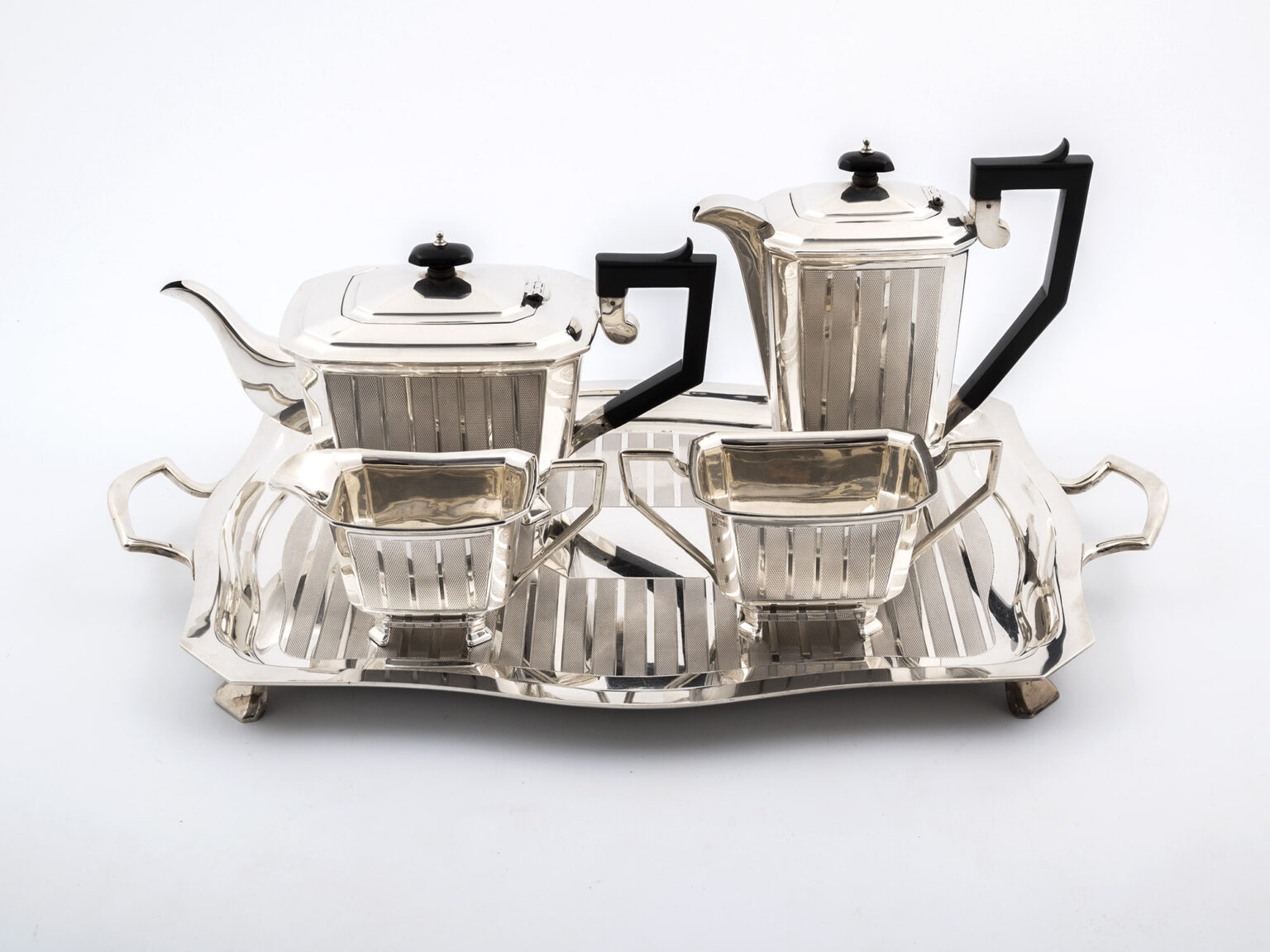 Home Accessories Silver Art Deco Silver Tea Set By Charles Usher