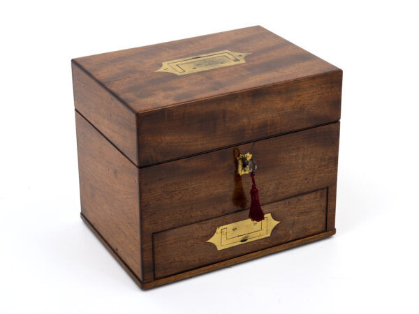 Mahogany Apothecary Box with tasselled key