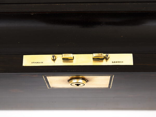 Coromandel writing box writing lock mechanism close up