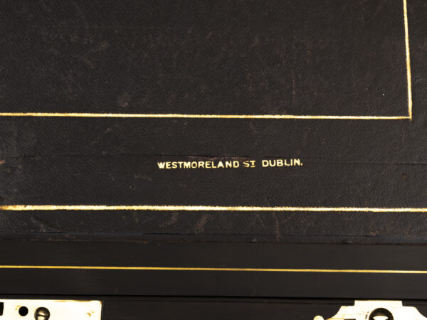 Coromandel writing box writing surface makers label