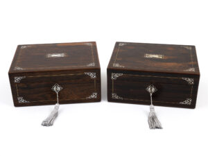 pair of antique sewing boxes