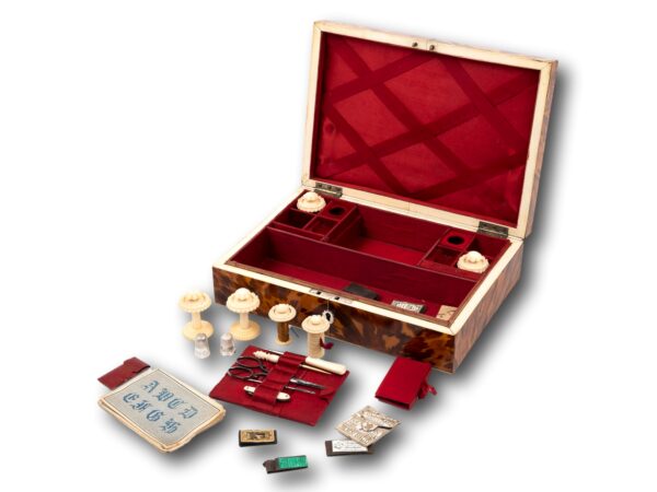 Overview of the Georgian Sewing Box by Lund with the tools removed