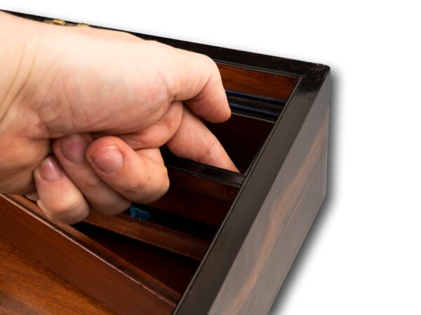 View of the push button secret compartment location
