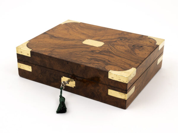 antique walnut jewellery box with key