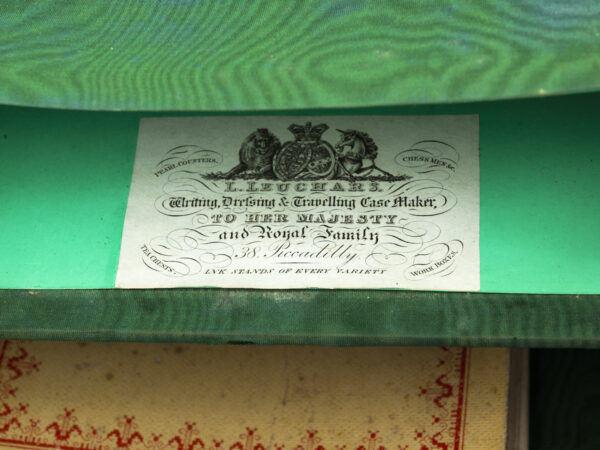 Close up of the Leuchars of London manufactures label