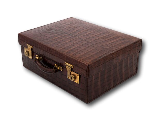 Front overview of the Art Deco Crocodile Luggage Case