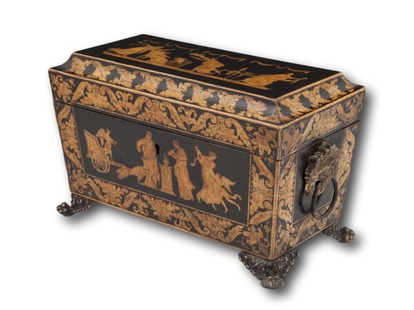 Front overview of the Regency Penwork Tea Chest