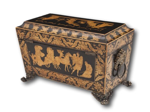 Rear overview of the Regency Penwork Tea Chest