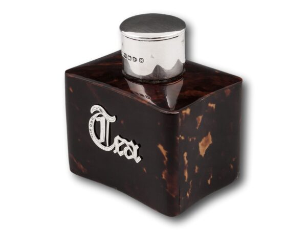 Front overview of the Tortoiseshell and Silver Tea Caddy