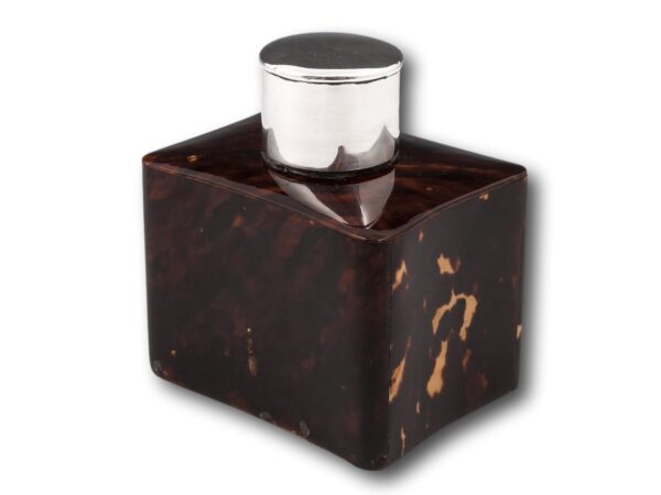 Rear overview of the Tortoiseshell and Silver Tea Caddy