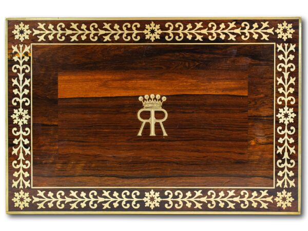 View of the lid of the Rosewood box